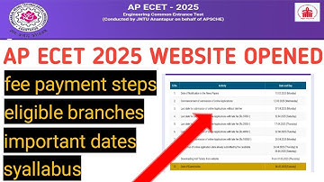 ap ecet 2025 detailed notification released| ap ecet 2025 fee payment website opened|