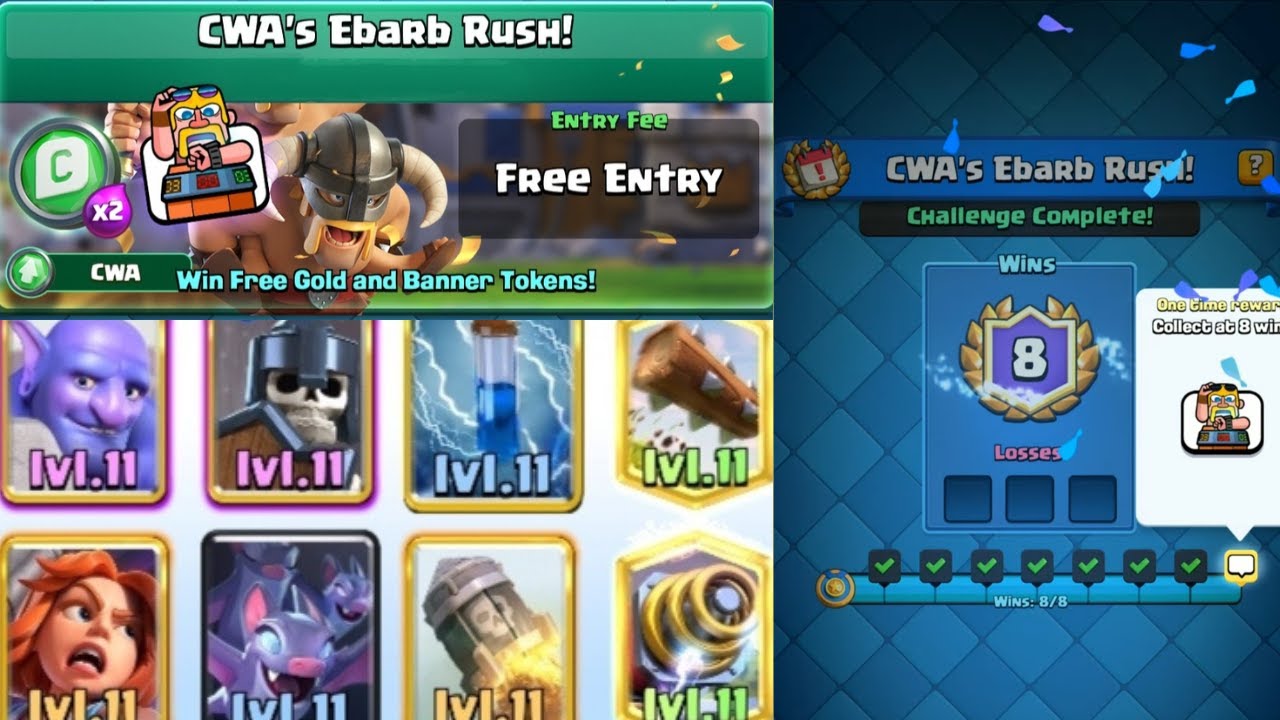Clash Royale EBARB RUSH CHALLENGE Best Deck For 80 Wins YouTube