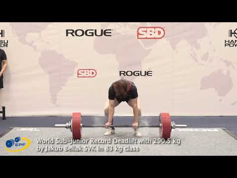 World Sub-Junior Record Deadlift with 290.5 kg by Jakub Bellak SVK in 83 kg class