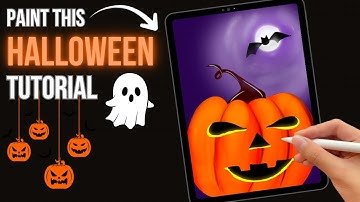 Halloween Procreate Tutorial 🎃 🦇| Draw a Glowing Pumpkin, Moon & Flying Bat (Beginner Friendly)