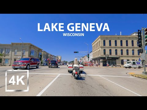 4K Driving in Lake Geneva - A famous beach town - Wisconsin - USA - 2022