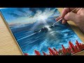 Easy Way to Paint a Sunset Seascape / Acrylic Painting for Beginners