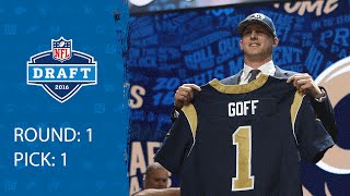 The los angeles rams select california qb jared goff with no. 1 pick
in 2016 nfl draft at roosevelt university's auditorium theatre
chicago. subsc...