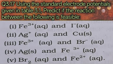 Using the standard electrode potentials predict if the reaction between the following is feasible..