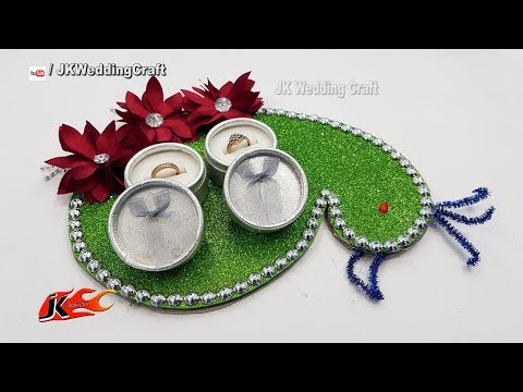 DIY Peacock shaped WeddingTray | Best out of waste | Engagement ring platter | JK Wedding Craft 149