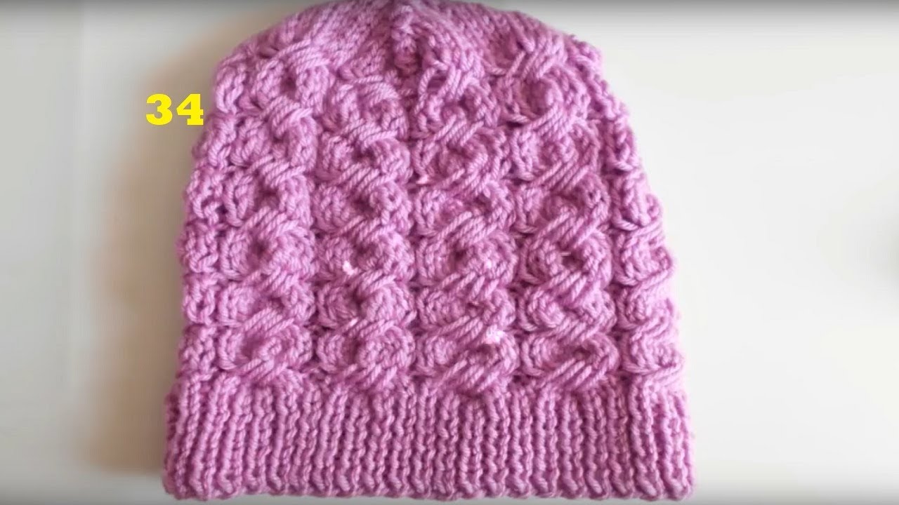 Gorro tejido en ochos trenzas en dos para bebes, niños, damas y caballeros - YouTube