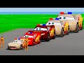 Big &amp; Small Long &amp; Tall Lightning Mcqueen With Monster Truck Wheels DOWN OF DEATH l BeamNG.Drive