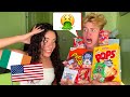 Irish Boyfriend Rates CRAZY American Cereals! | Andrea & Lewis