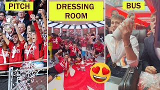🤯Manchester United's Pitch, Dressing Room & Bus Celebration After Winning Emirates FA Cup 2024!🏆