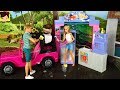 Barbie Limpia su Carro en el Autolavado con Gasolinera & Bebes de Elsa & Anna