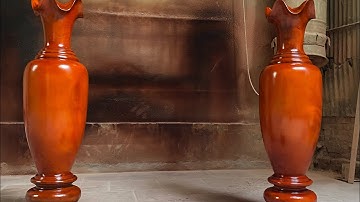 Cặp lục bình 1m60 gỗ xà cừ trơn. Hàng đặt phun sơn đỏ đậm theo yêu cầu.