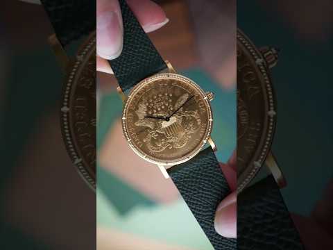 Corum $20 Double Eagle 1904 Coin Watch 18k Gold Quartz, 1980s