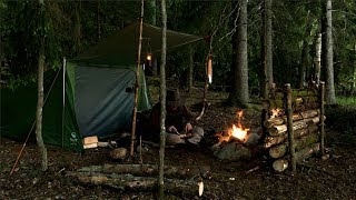 7 day Solo Bushcraft Wild Island Camp  Full Trip Long Version  Woodcraft, Tenkara, Painting