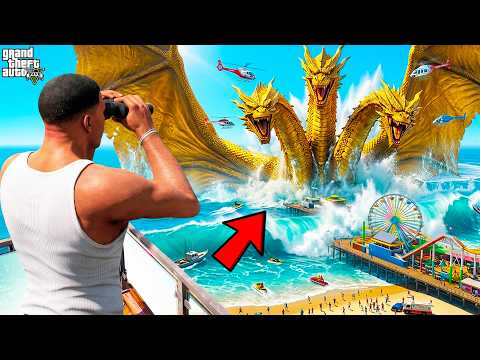 Franklin Found a Mysterious King Ghidorah in GTA 5 | SHINCHAN and CHOP