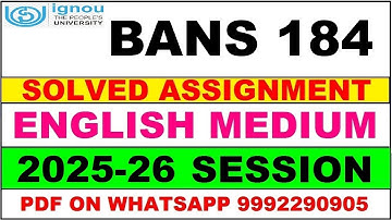 BANS 184 solved assignment 2025-26 in English || bans 184 solved assignment 2026 || bans184 2025-26