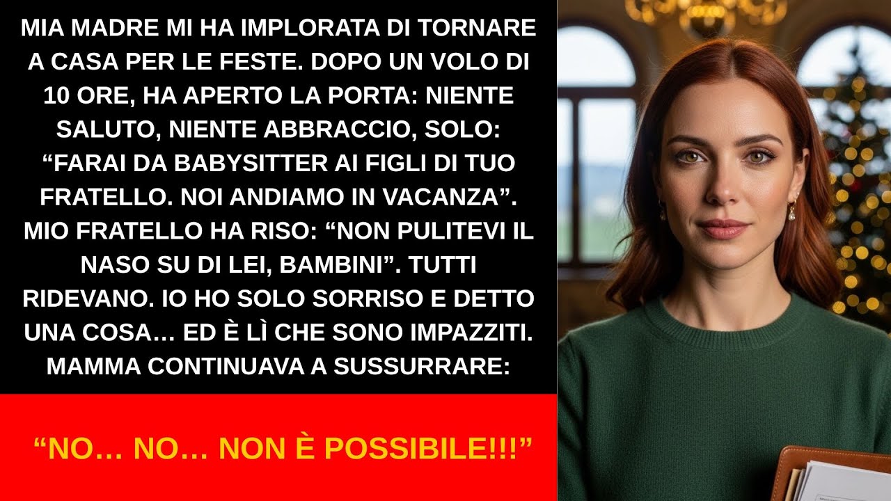 Mia madre mi chiamò in lacrime dicendo che la famiglia doveva stare unita per Natale. Ho lasciato tutto a Londra e sono corsa a Firenze. Appena arrivata, mi ha guardata con un sorriso freddo:...