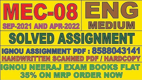 MEC-08 ENGLISH MEDIUM SOLVED ASSIGNMENT 2021-22 | FOR PDF WHATSAPP ON 8588043141