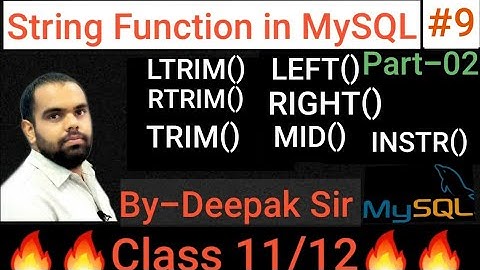 Functions in mysql ||String function in Mysql|| Sql function|| 09||part-02 ||By Deepak Dhyani