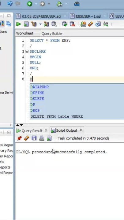 Declare, Begin,Null,End Oracle sql Pl-sql developer #oracleplsql # ...