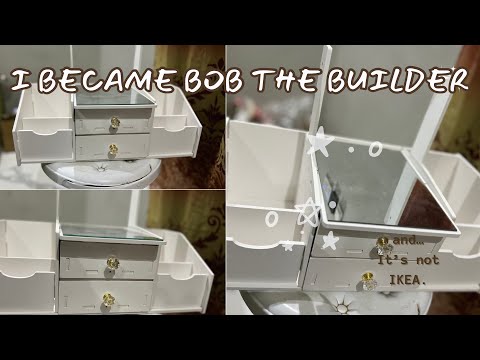 Realistic DIY Cosmetic Box, Building my Vanity Area: It Took 4 hrs *so confusing | Room Makeover 🌸