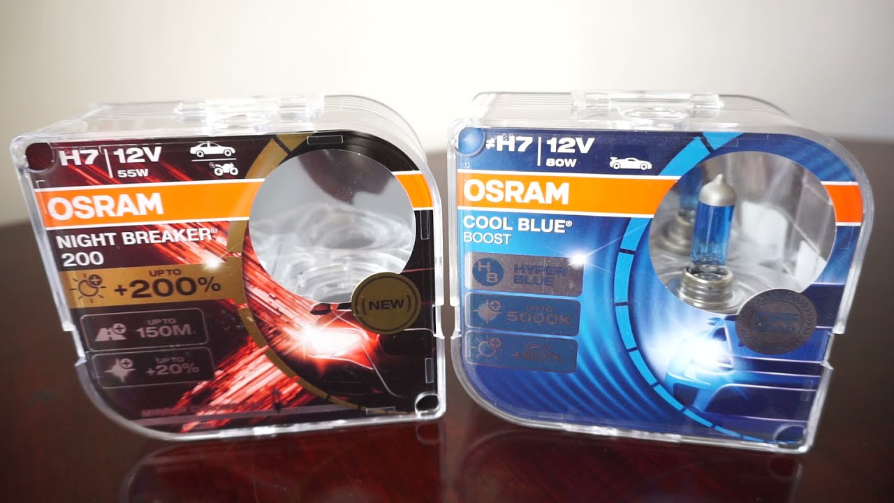 OSRAM NIGHT BREAKER +200% vs OSRAM Cool Blue BOOST 