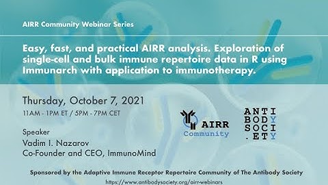 AIRR-C Webinar: Easy, fast, and practical AIRR analysis.