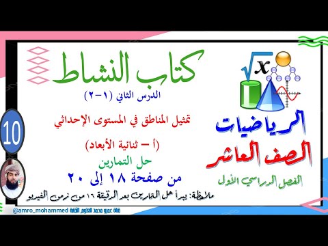 الرياضيات العاشر الفصل الأول كتاب النشاط 1 2 أ المتباينات في المستويات ثنائية الأبعاد