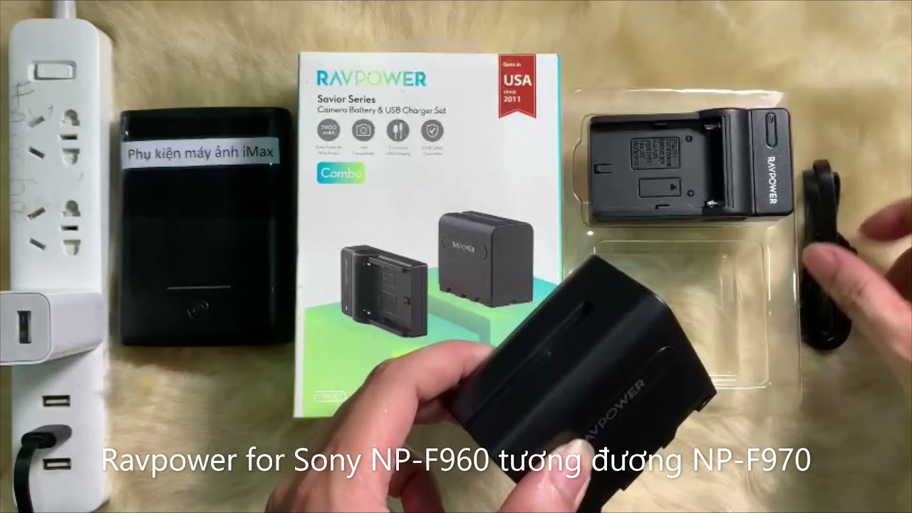 🎥 Bộ Pin sạc Ravpower cho Sony NP-F970/F960 — Video review, click xem trên YouTube