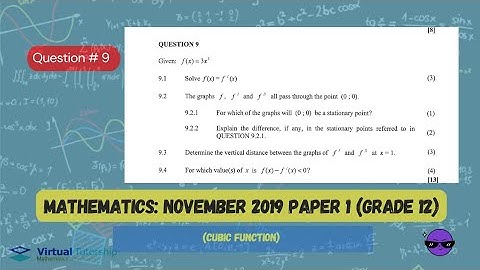 CUBIC FUNCTION | November 2019: MATHEMATICS Paper 1 Question 9 (Grade 12)