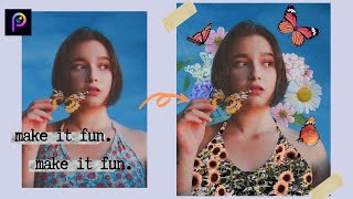 2020 Summer Edit Inspiration🦋 | Butterfly & Flower Aesthetic Collage 1-Min Tutorial | PicsKit App screenshot 1