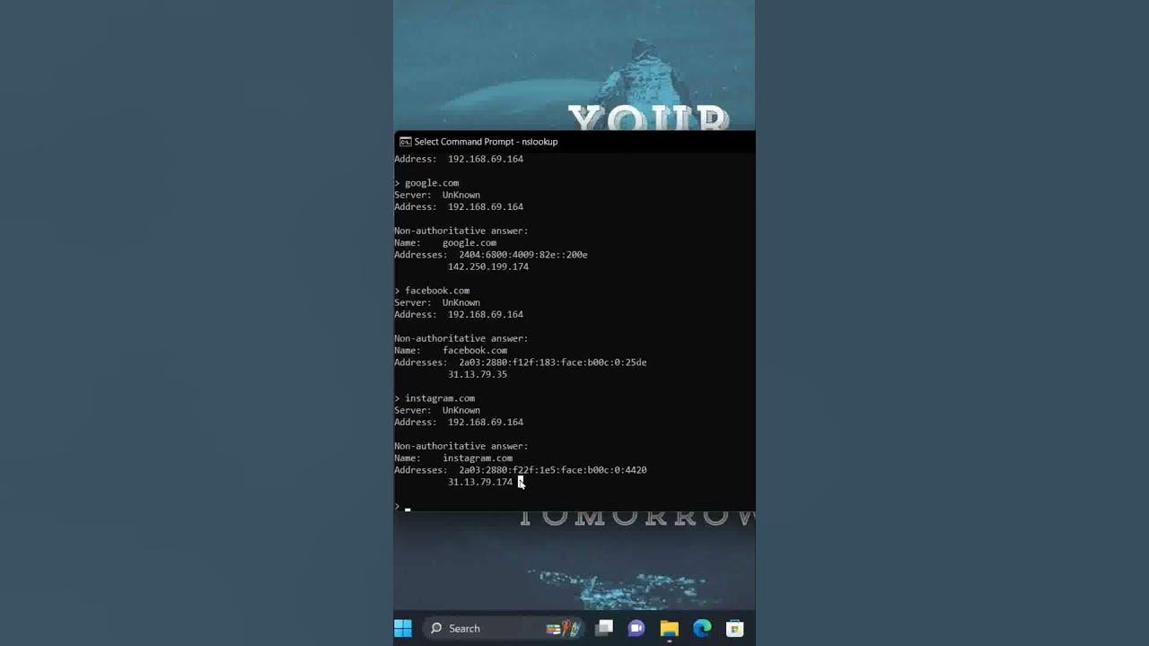 Find any website ip address using cmd nslookup command youtube