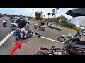 SUPERMOTO RIDER GOES DOWN WITH GIRLFRIEND!