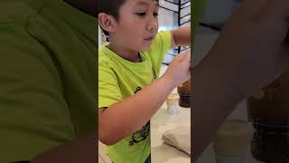 My son trying root beer ice cream float first time McDonald&#39;s food hack