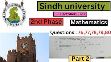 Mathematic | Sindh university | 29 october 2023 | second phase | Part 2 | Ratio | Question 76 to 80