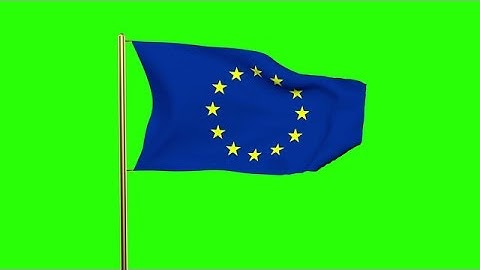 Europe Flag Waving In The Wind. Green Screen, Alpha Matte. Loopable Stock Animation