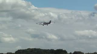 Beech Duchess taking off at Shobdon Airfield