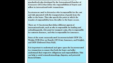 Incoterms (International Commercial Terms)