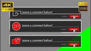 YouTube button "Leave a comment below!" | 3 animations 4k, HD