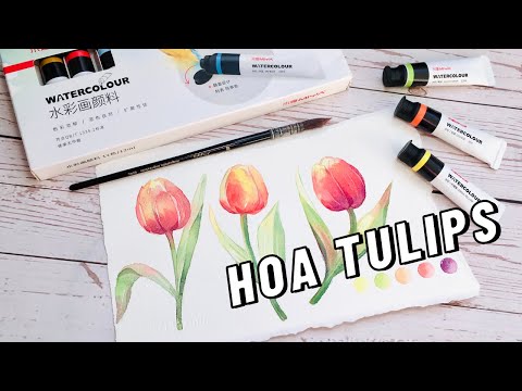 VẼ HOA TULIPS CHO BACKGROUND - Cách mình vẽ và tô màu hoa #2