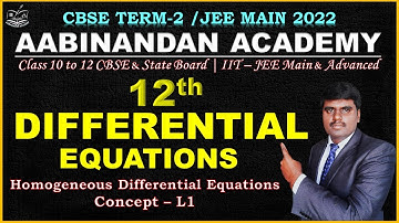 Differential Equation Class 12 CBSE Maths Tamil | Homogeneous differential equation Exercise 9.5| L1