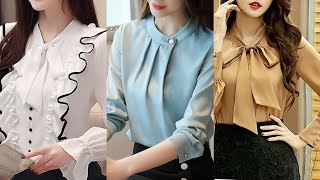 Top 50 Beautiful casual wear chiffon blouse design ideas for women 2k23 - trending blouse designs