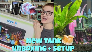 setting up my new betta fish tank  | TopFin 20 Gal Kit |