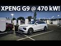 Xpeng G9 Performance 93 kWh charging at 500 kW v4 Tesla Supercharger in Norway