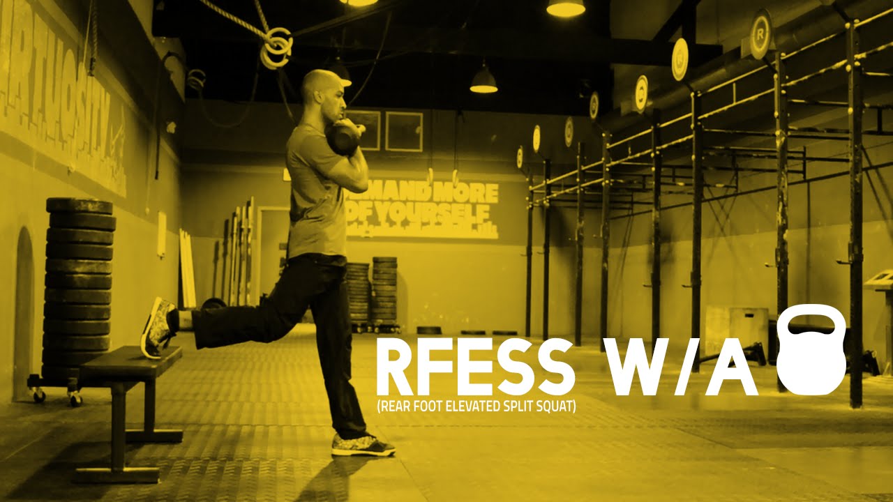 Kettlebell Rear Foot Elevated Split Squat - YouTube