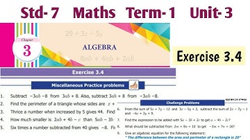 7th Maths Term 1 Chapter 3 Algebra Exercise 3.4 | Samacheer Kalvi 7th Std Maths