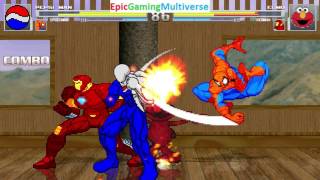 Pepsiman And Spider-Man VS Elmo And Iron Man In A MUGEN Match / Battle / Fight