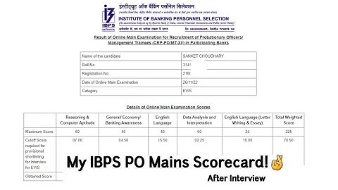 My IBPS PO Mains Scorecard || After Interview 🤞 || #ibpspo #scorecard