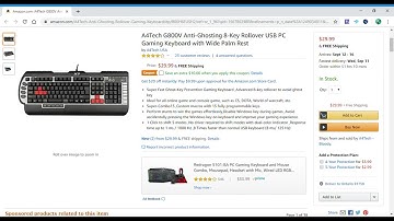 A4Tech G800V Anti-Ghosting 8-Key Rollover USB PC Gaming Keyboard with Wide Palm Rest