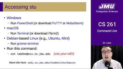 JMU CS261 02 Command Line Part 02 - Accessing Stu