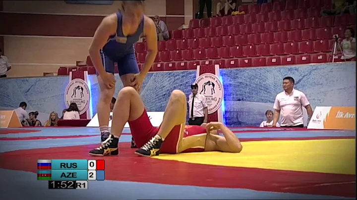 Mariya STADNYK (AZE) pins Elena VOSTRIKOVA (RUS) in the 48kg final